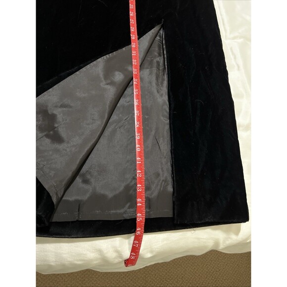 VTG Jessica Howard Velvet Maxi Dress Size 14 Black Gold Embroidered Front Slit - Picture 7 of 16